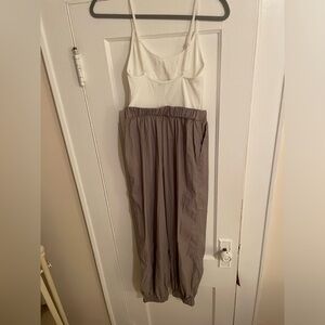 White two tone jumpsuit